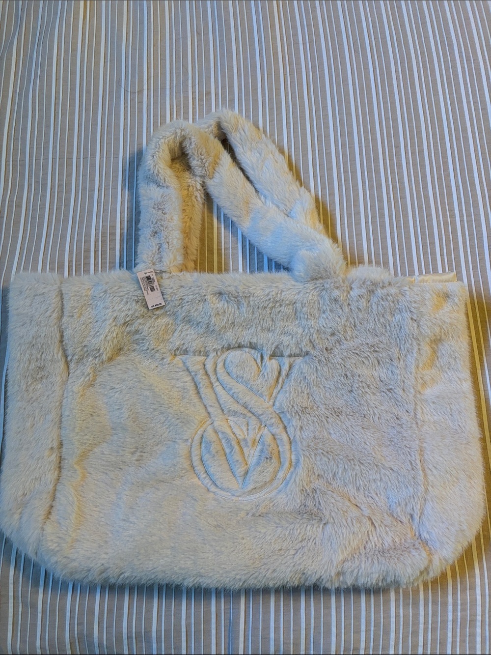 Victoria's Secret Faux Fur Tote in Cream